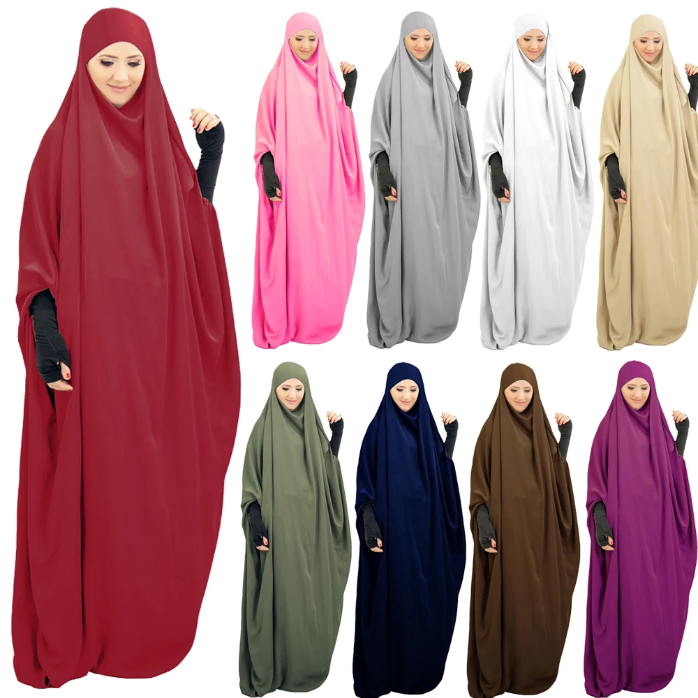 

Abaya Prayer Dress Muslim Women Long Khimar Full Cover Hooded Maxi Islamic Clothing Garment Ramadan Robe Kaftan Abayas Djellaba