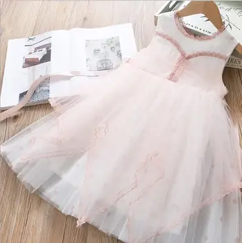 

girls lace dress 2020 summer baby girls irregular hem tulle sleeveless dresses children princess dress kids clothing wholesale