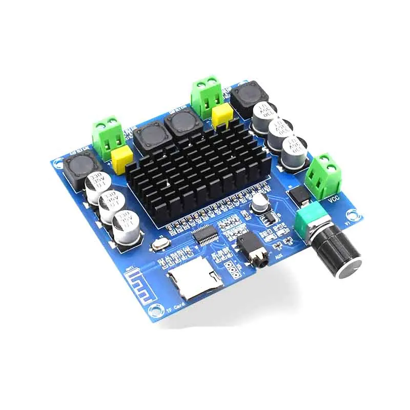Синий KYYSLB DC12~ 30 в 100 Вт* 2.05.0 усилительная плата Bluetooth TDA7498 XH-A105 цифровой усилитель плата поддержка AUX бортового потенциометра - Цвет: Синий