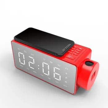 

Multifunction Wireless Charging Projection Bluetooth Speaker FM Radios LED Display Alarm Clock DIY Ringtone One-Click Snooze