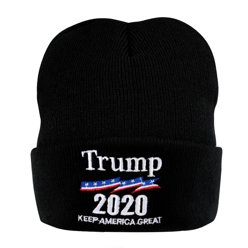 Зимняя вязаная шапка с вышивкой, шапки с козырьком в американском стиле для мужчин, теплая шапка, мягкая шапка - Цвет: Black