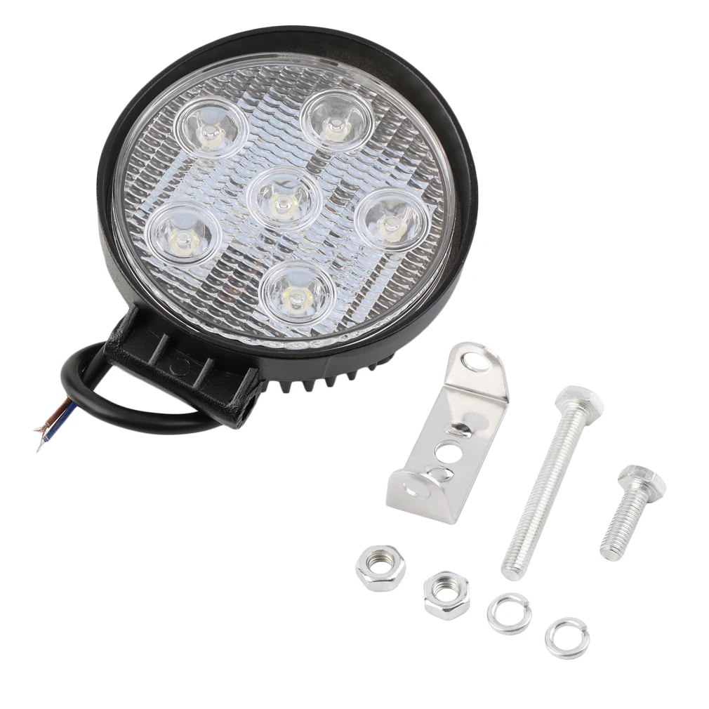 

18W 6 LEDs Round 12V Spot/Flood Beam Work Lamp Light For Offroad Vehicles Low Power Consumption and Long Term Lasting