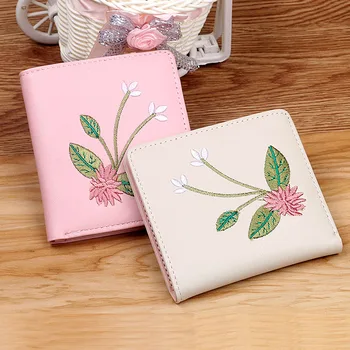 

2019New Handmade Wallet Women's Korean-Style Clutch Short Ten Yuan Shop Supply Embroidered-Style Cute Wallet