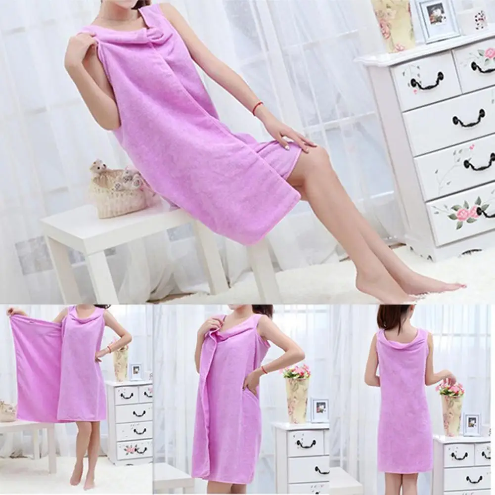 

Unisex Mircrofiber Solid Color Bathroom Shower Bath Wrap Beach Towel Bathrobe