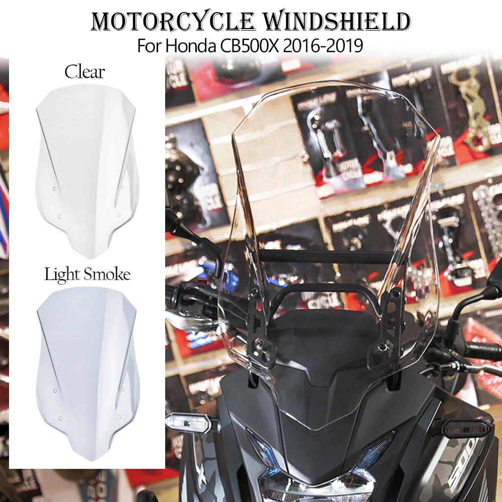 Motorcycle Windshield Touring Windscreen Wind Deflector with Bracket for Honda CB500X CB 500X 2016 2017 2018 2019 Smoke Clear |