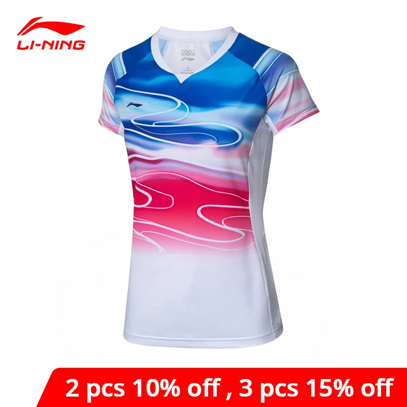 Женская футболка для бадминтона Li Ning топ соревнований полиэстер спандекс на