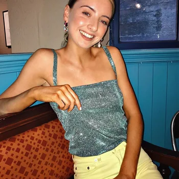 

New Style 2020 Spring Summer Crop Tops Women's Strapless Backless Tanks Slim Vest Top Women Fashion Sequins Camis