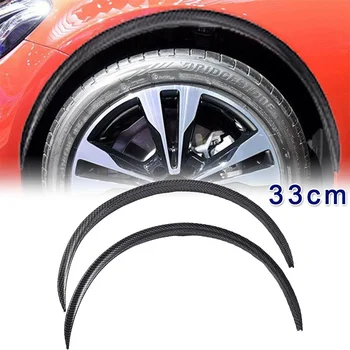 

4PC Car Carbon Fiber Wheel Eyebrow Arched Fender Flared Protection Bar Trim 33cm