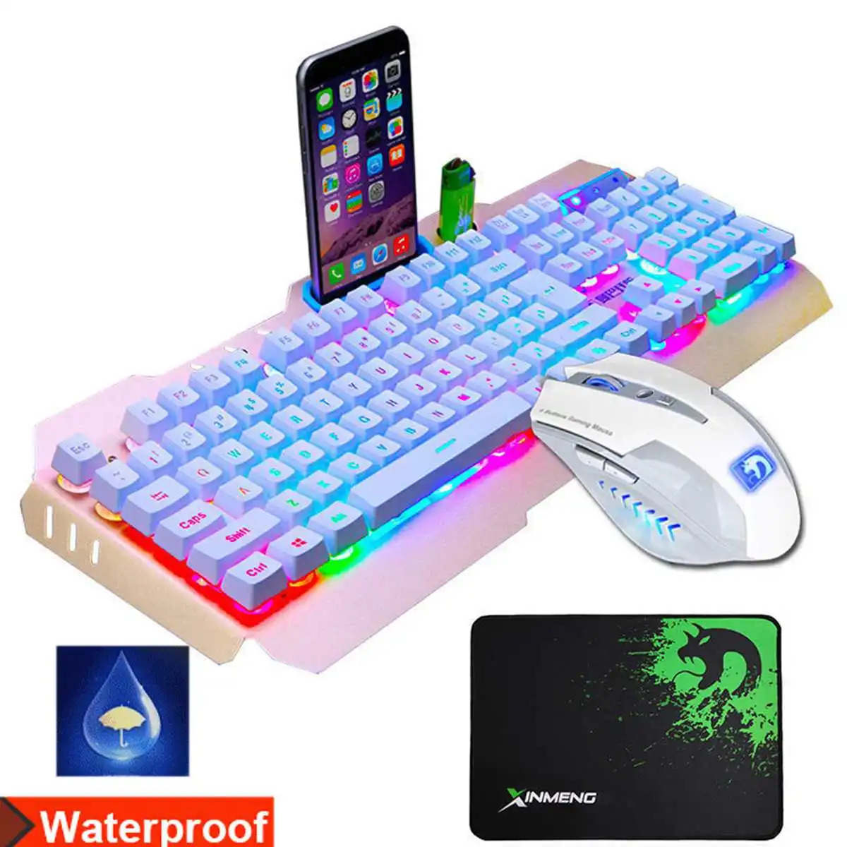 

PC Gamer Gaming Keyboard and Mouse Mechanical Feel LED Light Backlit Ergonomic Mouse Kit Laptop Computer Gaming Set