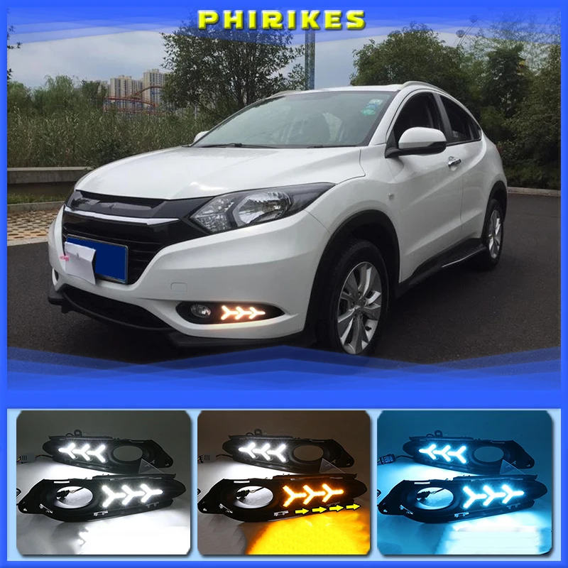 

2 шт. для Honda HR-V HRV Vezel 2014 2015 2016 2017 2018 DRL Противотуманные фары Дневные ходовые огни с желтым сигналом поворота