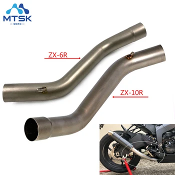 

Motorcycle Exhaust Muffler Middle Link Pipe Connector Adapter Slip On for kawasaki ZX-6R 2009-2014 ZX-10R 2008-2016 Racing