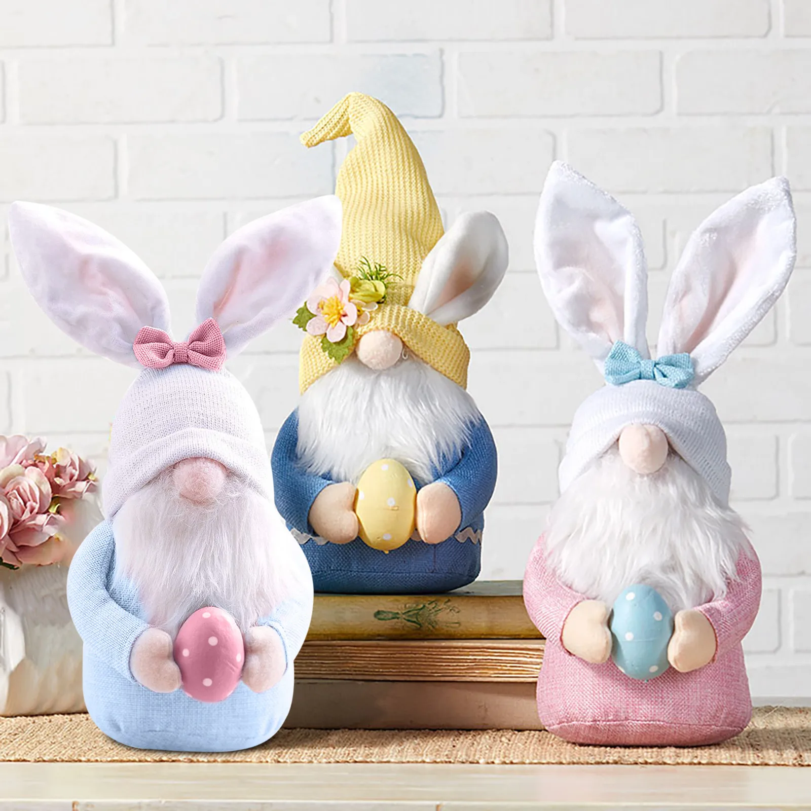 Conejito de Pascua muñeco sin rostro decoración sala de estar dormitorio decoración de escritorio de pie puesto de peluche muñeco sin rostro de los niños de juguete