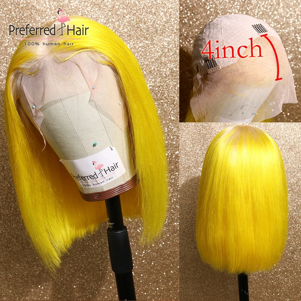 Предпочтительный бразильский Remy Боб Кружева передние парики с детскими волосами 613 до желтый Омбре серый парик короткие парики из человеческих волос для черных женщин