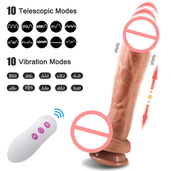 Wireless Remote Thrusting Realistic Dildo Vibrator Layer Silicone Super Big Heating Penis Dildos Sex Toys For Women Adults Shop 3