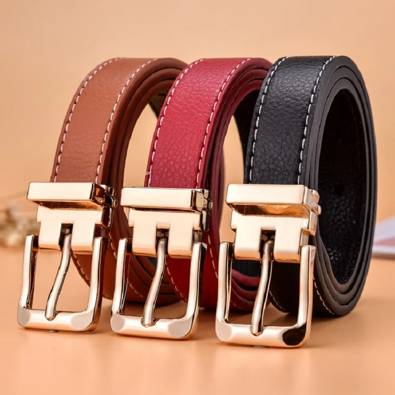 

BLA New PU leather Waist Belt Child Metal Pin Buckle Short Waistband Black Solid Color Cowboy Girls Strap pasek do spodni 2020