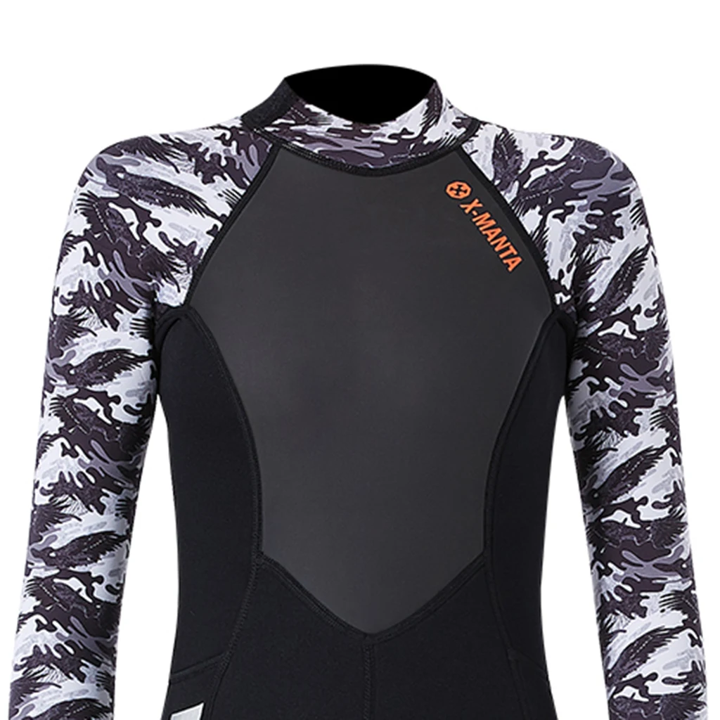Womens Full Wetsuits Wear-resistant 3mm Neoprene Long Sleeve Back Zip Wetsuit Diving Suit for Diving Snorkling Swimming 