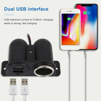 

Fast Charging Adapter Mini Usb Socket Splitter Dual USB Charger Power Adapter Lighter Car Double Hole Electric Seat Waterpoof