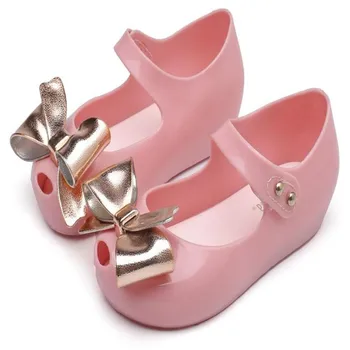 

Melissa Baby Girls Sandals Mini Plating Bowtie Shoes Jelly Shoe Girl Non-slip Kids Toddler Beach Sandals Cut Toddler Sandals