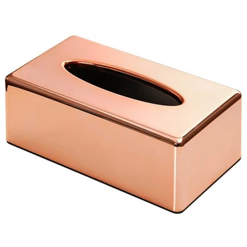 

BMBY-Paper Rack Elegant Royal Rose Gold Car Home Rectangle Shaped Tissue Box Container Napkin Tissue Holder
