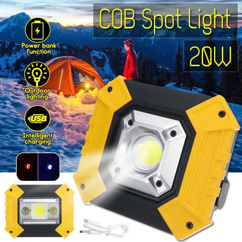 

Portable COB LED Spotlight Work Light USB Rechargeable 18650 Battery Outdoor Light For Hunting Camping Emergency Flashlight