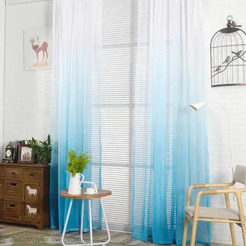 

DIDIHOU Gradient Color Linen Texture Sheer Curtains For Living Room Kitchen Window Treatments Window Voile Tull Curtain