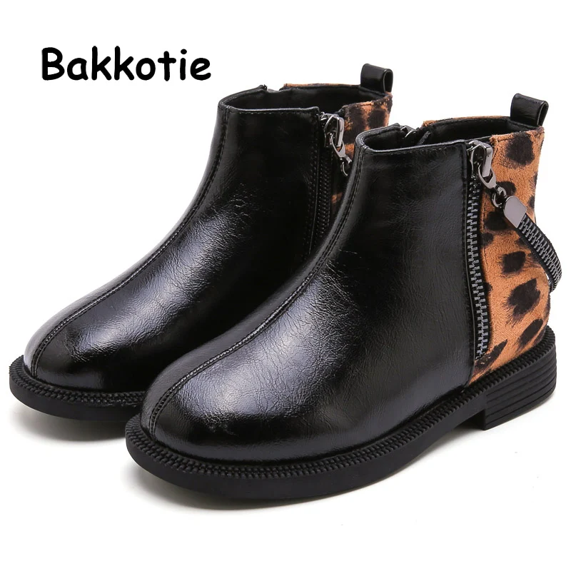 Bakkotie/ г.; зимние короткие ботинки для маленьких девочек; Новая модная теплая обувь на меху для детей; Нескользящие мягкие Ботильоны на молнии