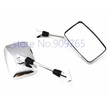 

2x Universal Rectangle Motorcycle Rearview Mirrors Chrome 10mm Side Mirros Touring Cruiser Chopper Cafe Racer Old School Bobber
