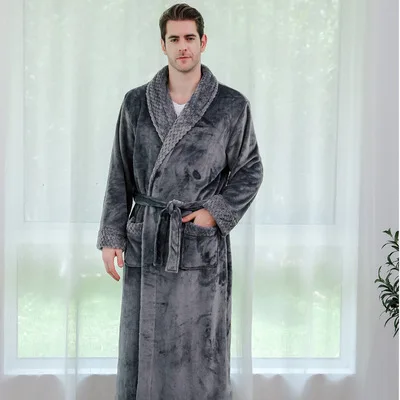 Couple Long Plush Bathrobes His And Hers Robes Customized Robes Wedding Gift Couple Personalized Robe-New Bathrobe Dressing Gown cotton pajamas for men Men's Sleep & Lounge
