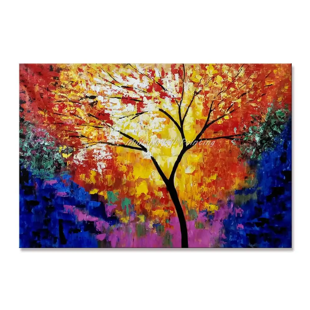 

Mintura Handpainted Thick Colorful Tree Landscape Oil Painting On Canvas,Modern Wall Art,Picture For Living Room,Home Decoration