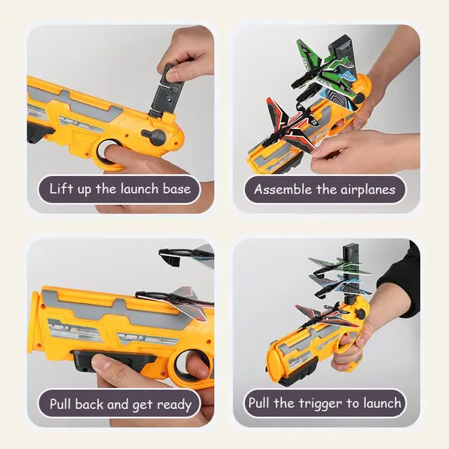 Moonbify Airplane Launcher Toy Gun Airplane Gun Foam Plastic Plane for Children Boys Girls Bubble Catapult Beach Toys Boy Gift 6
