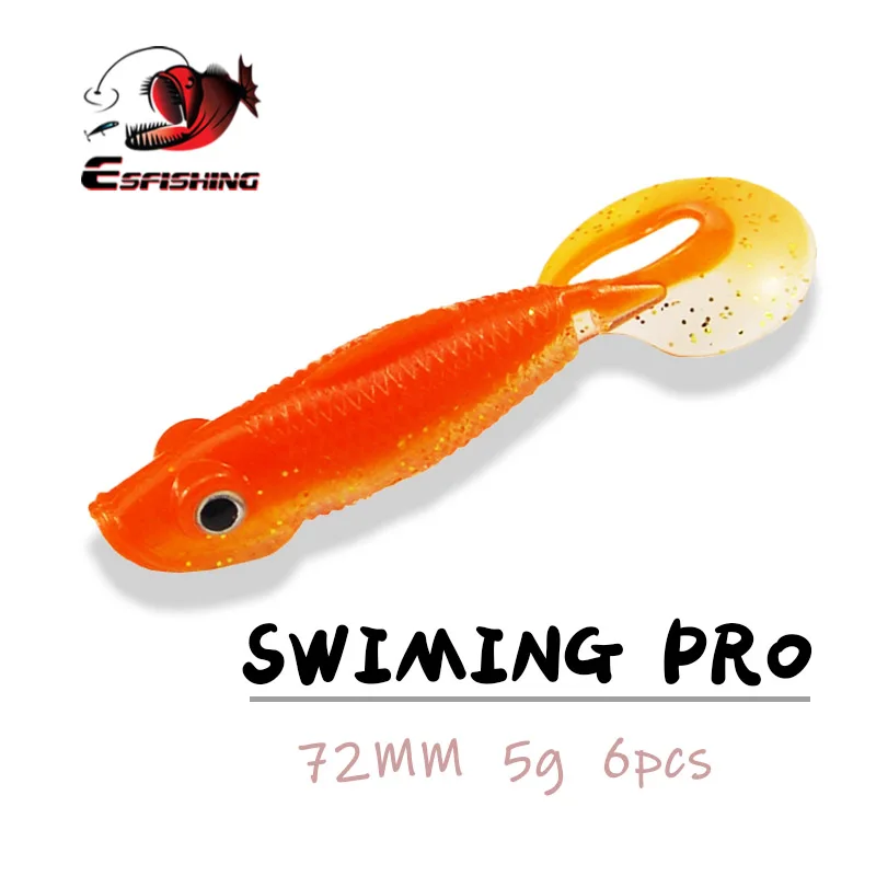 Esfishing Lot De 6 Leurres Souples De Pêche,72 Mm, Swiming Pro, Yeux