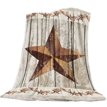 

Farm Vintage Pentagram Wood Rustic Throw Blanket Blanket Cartoon Fleece Blanket Sofa/Bed/Plane Travel Plaids Bedding Towel
