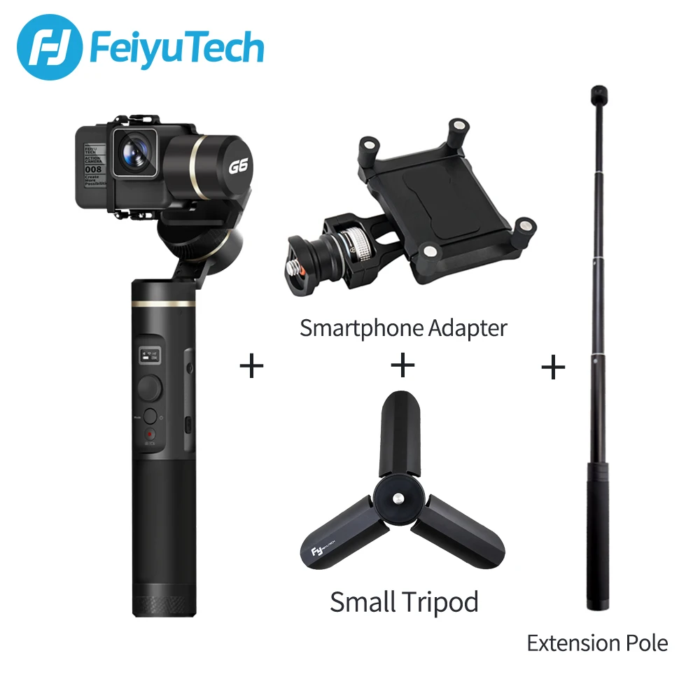 g6 tripod pole mount FeiyuTech G6 защита от брызг ручка Gimbal Wifi+ Bluetooth OLED экран экшн-камера стабилизатор штатив полюс для Gopro Hero 6 5 RX0 - Цвет: g6 tripod pole mount