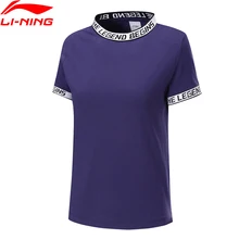 Li-Ning, женские трендовые майки тройники с коротким рукавом, хлопок, свободные спортивные футболки с подкладкой, топы AHSP112 WTS1508