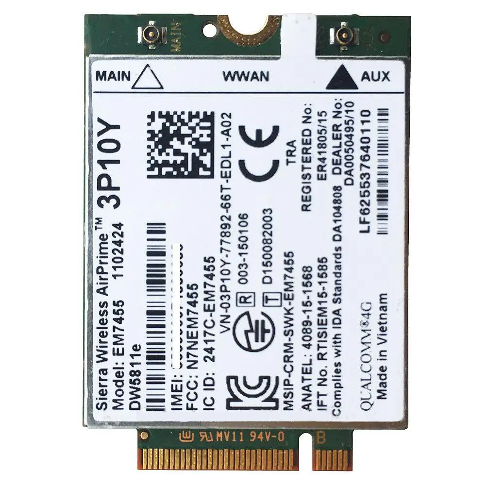 4G Wi-Fi карта WWAN модуль 3P10Y Sierra EM7455 Qualcomm Snapdragon X7 LTE для Dell Latitude серии ноутбук E5470