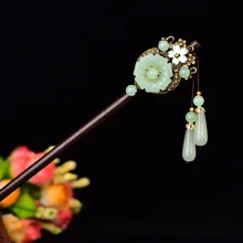 Платье в стиле ретро с цветочным узором деревянные волосы украшения булавки павлин заколки для волос палочка, Шпилька для волос ручной работы в этническом стиле, головной убор Для женщин Головные уборы аксессуары для волос