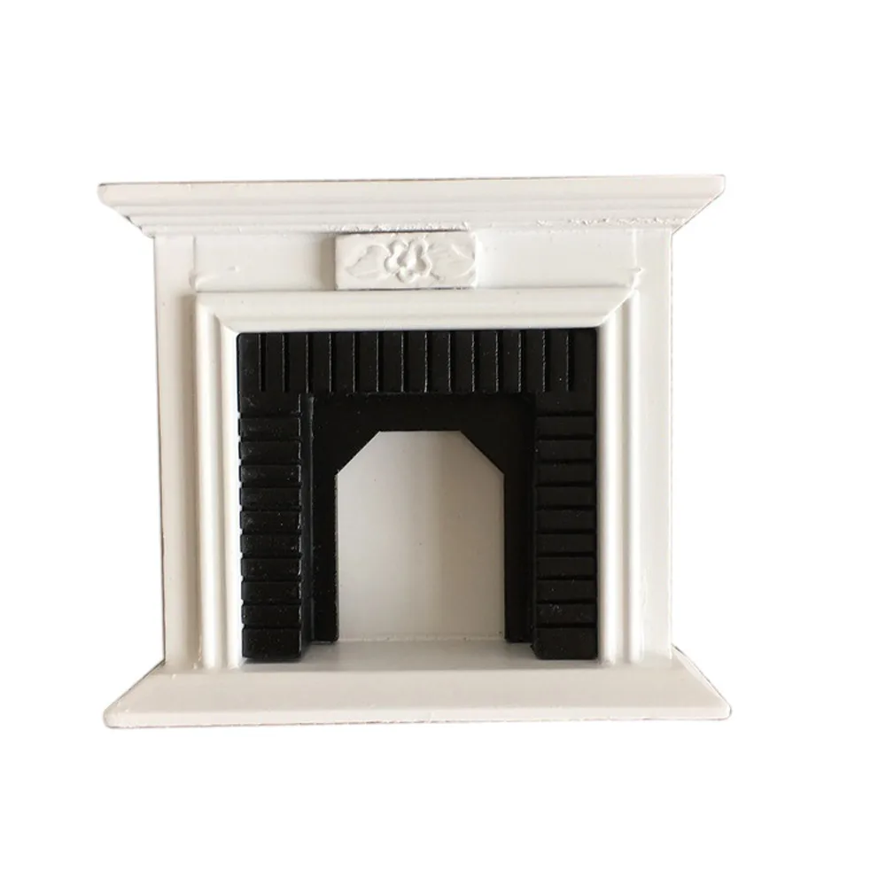 dollhouse toy mini 1:12 Dollhouse Miniature Furniture Room Wooden Vintage Black White Fireplace T726
