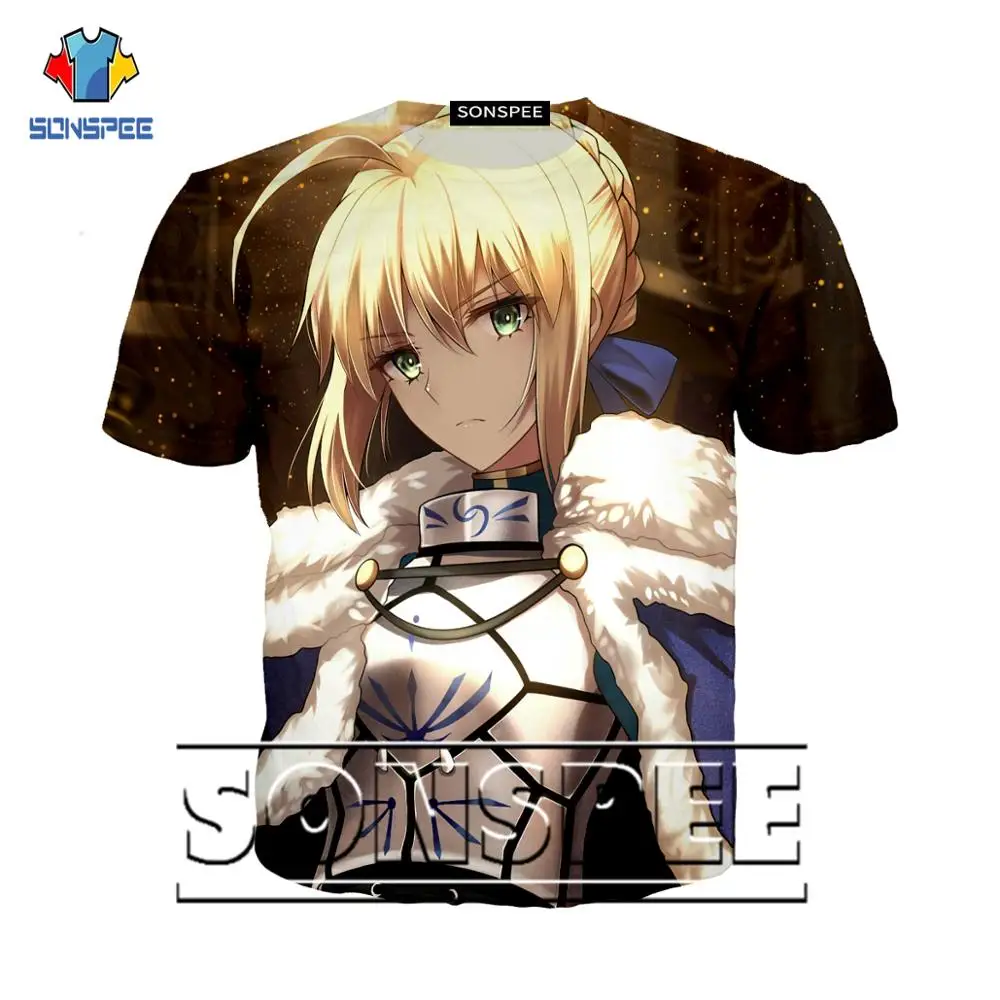 Футболка SONSPEE Fate Stay Night с 3D принтом Повседневная летняя одежда коротким рукавом в