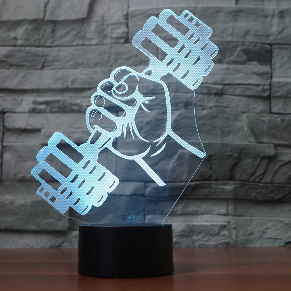 Usb, 7 цветов, изменяющийся, поднимает гантели, модель 3D, светодиодный Ночной светильник, модель, сенсорная кнопка, настольная лампа, светильник для дома, детская комната, Декор