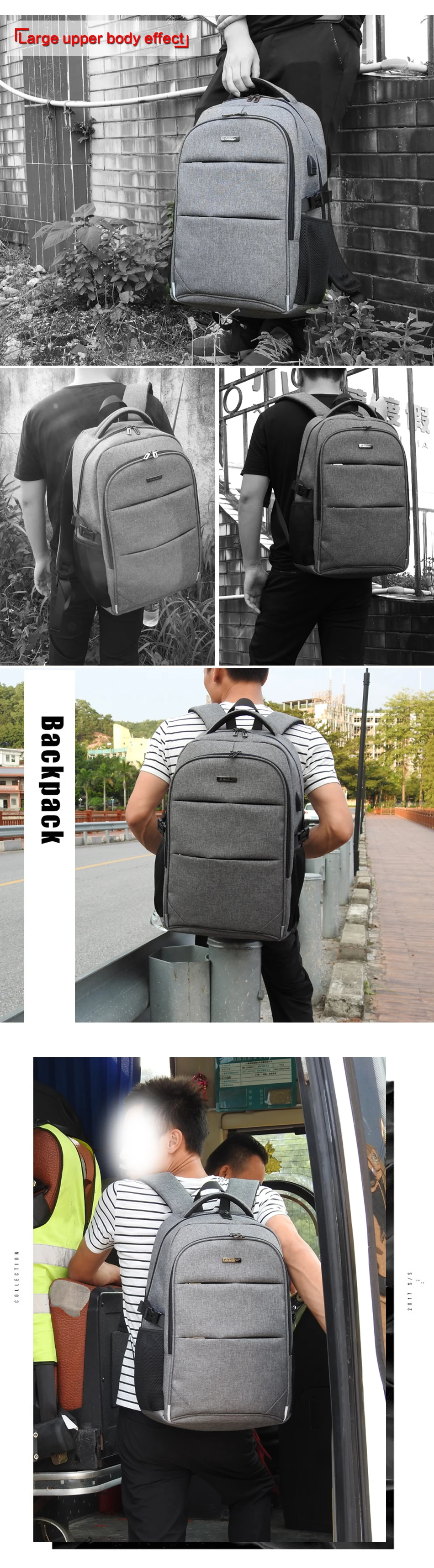 15,6-17 дюймов рюкзак для ноутбука для женщин и мужчин водонепроницаемый Оксфорд USB порт зарядка рюкзаки бизнес мужской школьный рюкзак сумка
