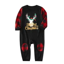 Oeak рождественские пижамы для всей семьи, комплекты Одежда для детей и родителей Пижама для младенцев семейная Одежда Рождественская, Печать оленей топы, штаны костюм на Рождество