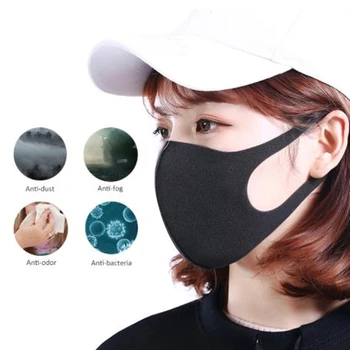 

6 Pcs Nano-Polyurethane Black Mouth Mask Anti Dust Mask Activated Carbon Windproof Mouth-Muffle Bacteria Proof Flu Face Masks