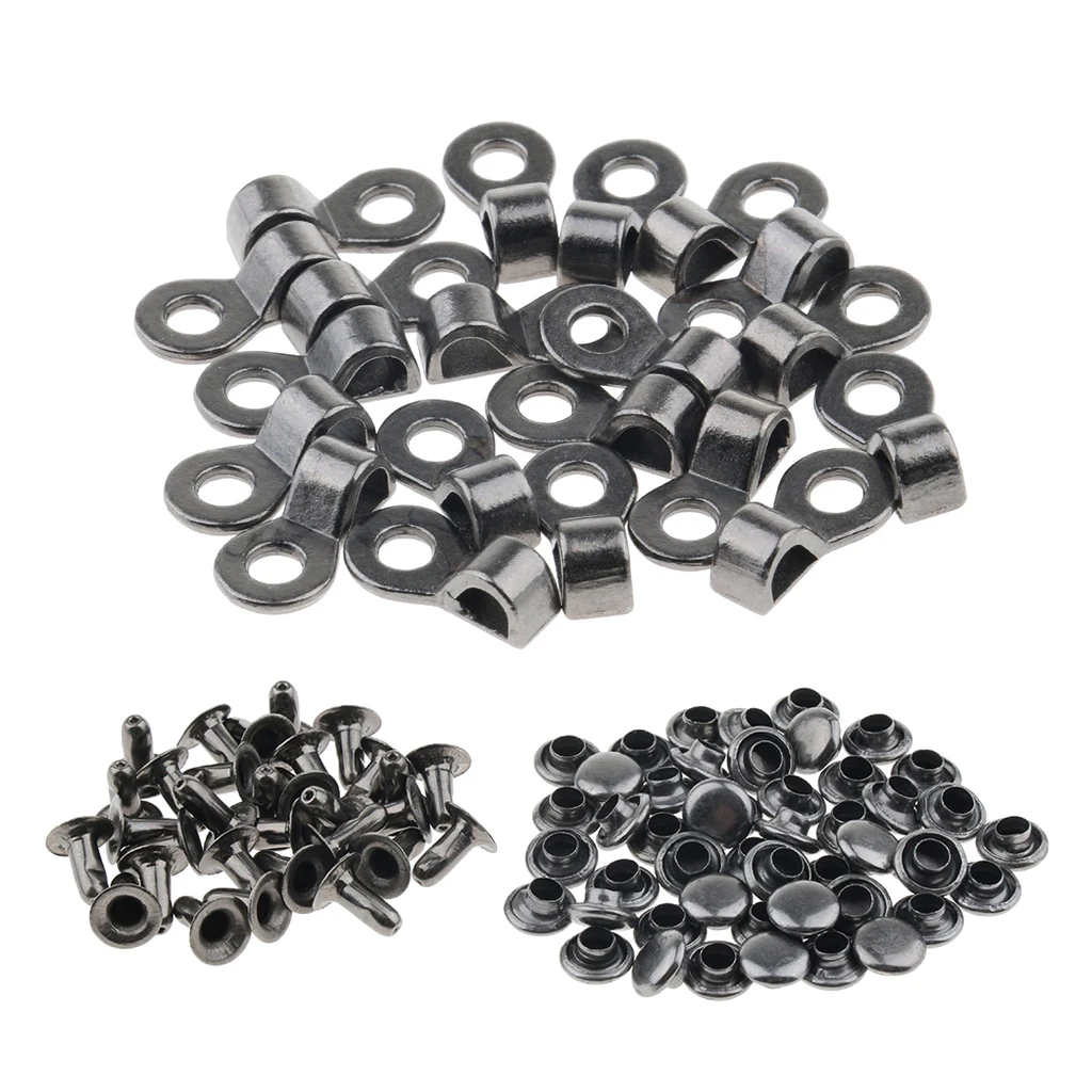 Black Grey 1 20 штук, крючки для обуви из сплава, шнурки с заклепками, пряжки для ремонта, походные ботинки или модные ботинки - Цвет: Black Grey 1