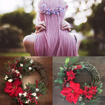 

Decorative Hanging Simulation Door Garland Window Wedding Rattan Hoop Celebration Christmas Ornaments Wreath Artificial Flower