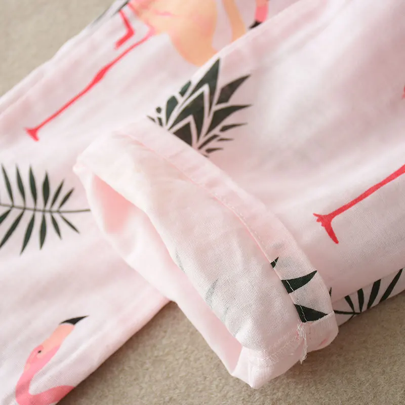 Новый сексуальный Сердце полосой печати женские пижамы 100% марля хлопок весна с длинными рукавами Домашняя одежда пижамы для Для женщин