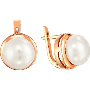 

Примаэксклюзив earrings with 2 pearls in red gold