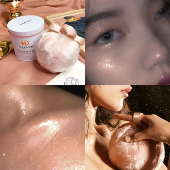 

Highlighter Ball Puff Shimmer Bronzer Face Body Glitter Brighten Contour Makeup Illuminator Handmade Makeup Highlighter Cosmetic