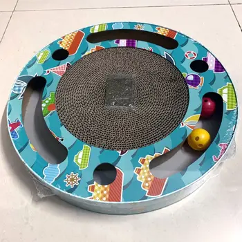 

Cat Scratcher Corrugated Cardboard Pads Round Cat Scratching Board with Ball Toy LX9C