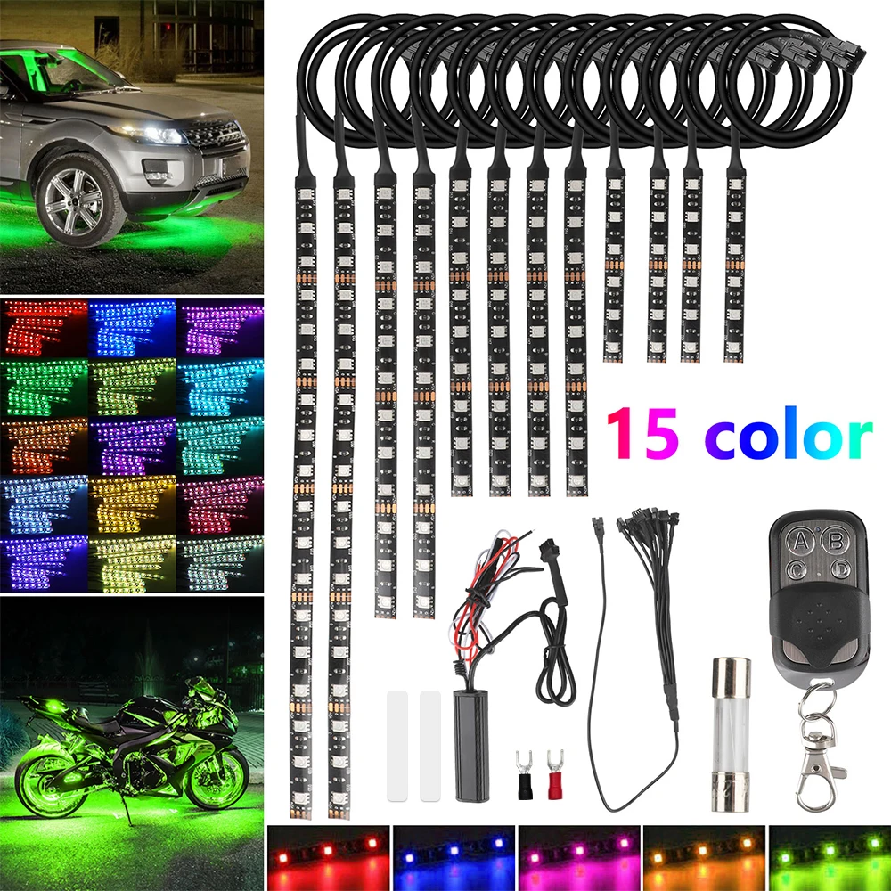 Универсальный 12 шт. мотоцикл RGB 120 светодиодный неоновый под свечения лампы в