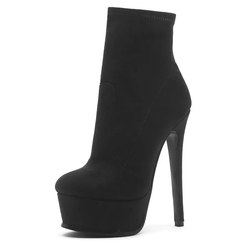 

New Matte Suede Platform Boots Autumn Winter Stretch Fabric High Heels Sexy Breathable Comfortable Women Shoes Zapatos Mujer